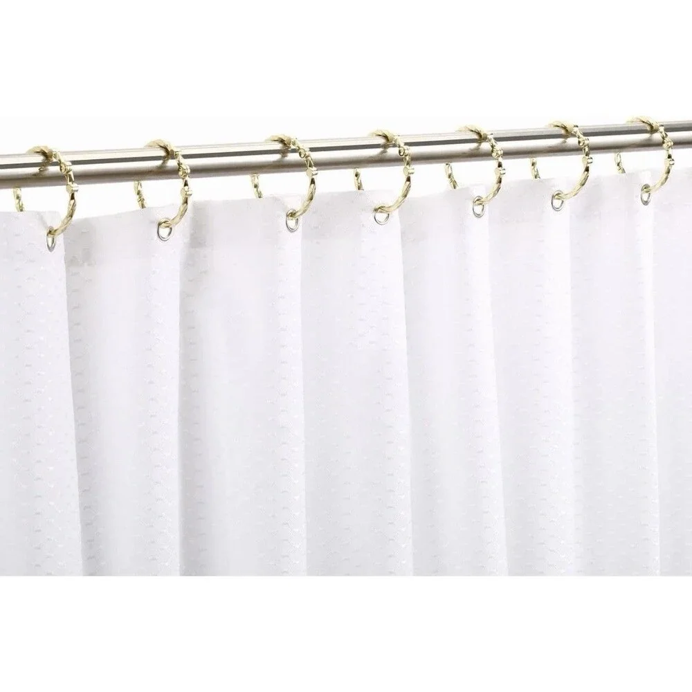 Gold Shower Curtain Rings, Brass Rustproof Decorative Shower Hooks for Bathroom
